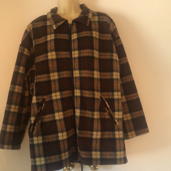 Woman’s fall cozy warm plaid soft fleece zip up drawstring coat shacket - Picture 11 of 11